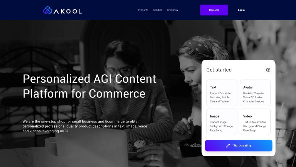 Ai Commerce Content Platform By Akool website screenshot