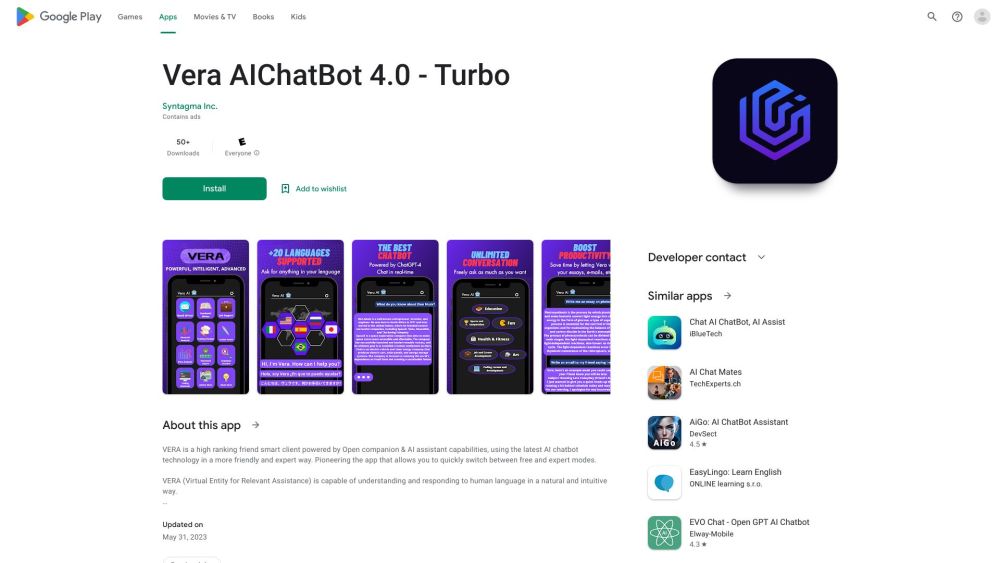 Vera Aichatbot 4 0 Turbo website screenshot