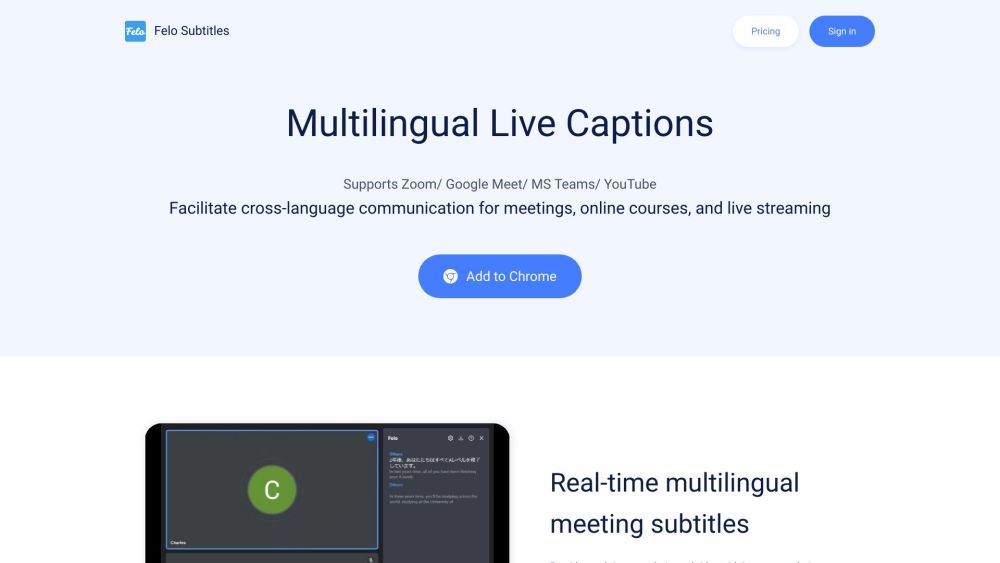 Felo Subtitles website screenshot