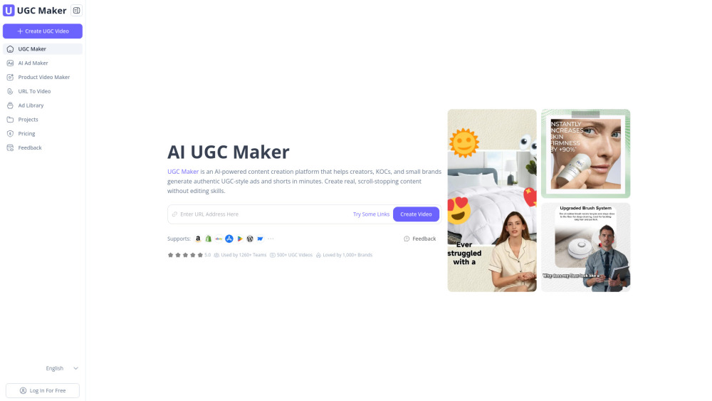 Ugc Maker website screenshot