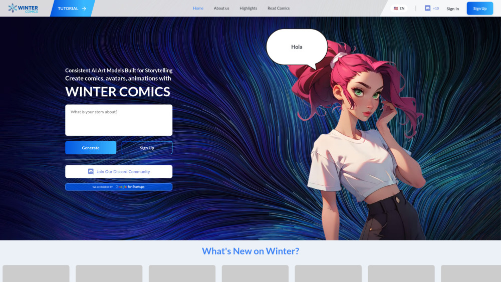 Winter Comics website screenshot