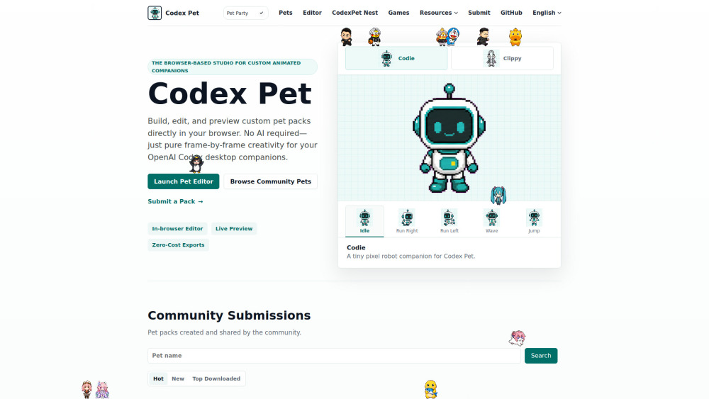 Codex Pet website screenshot