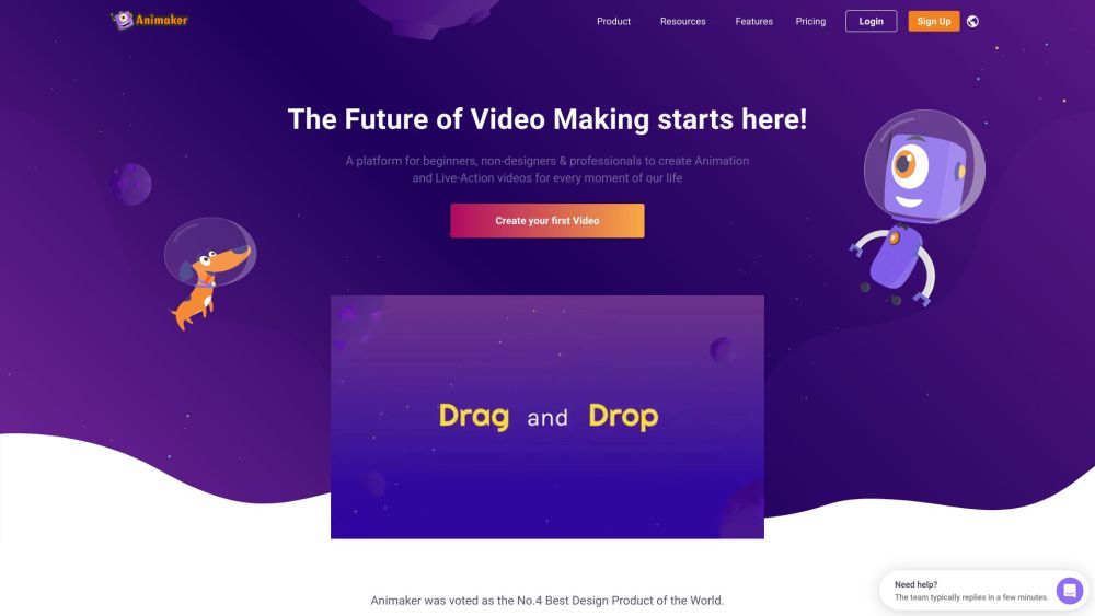 Animaker Ai website screenshot