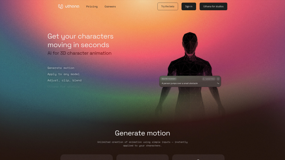 Uthana website screenshot