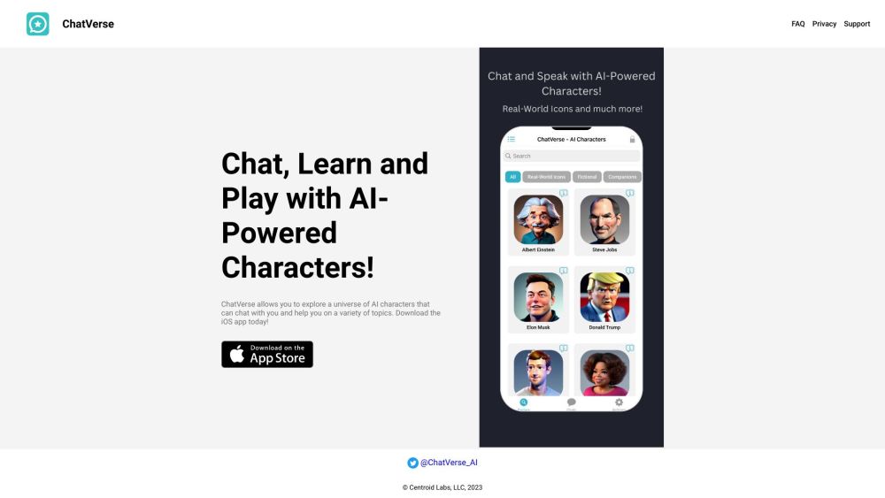 ChatVerse website screenshot