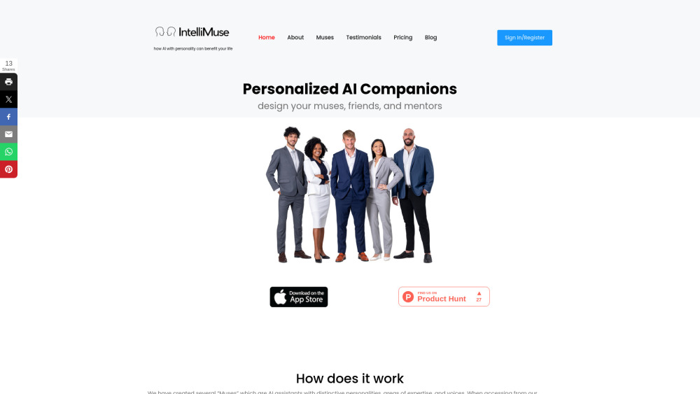 Intellimuse website screenshot