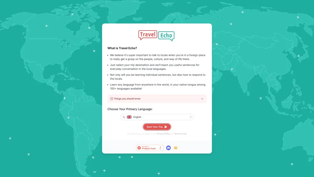 Travel Echo website screenshot