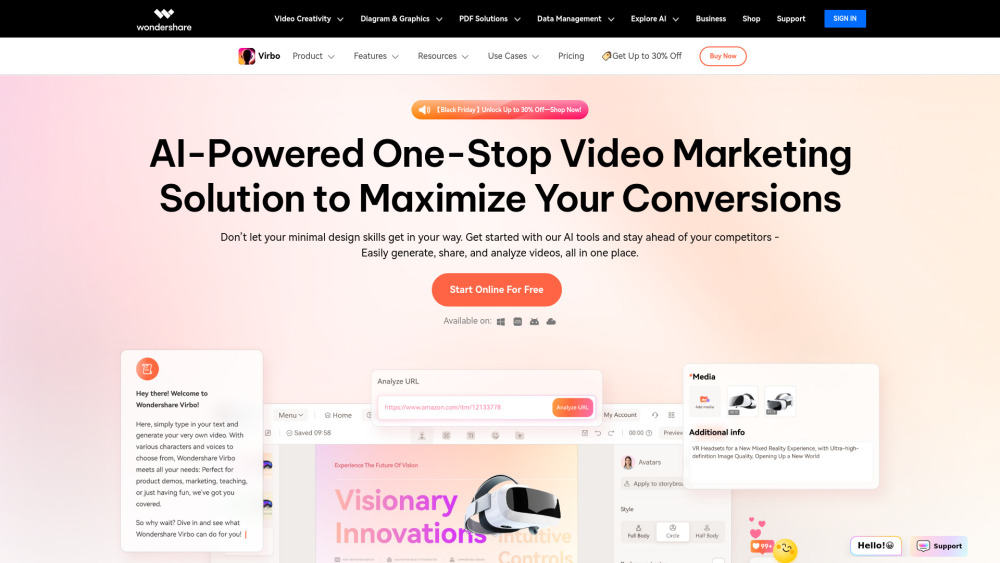 Wondershare Virbo website screenshot