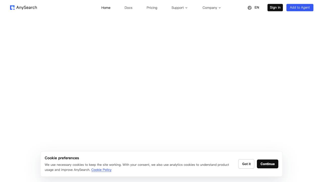 AnySearch website screenshot