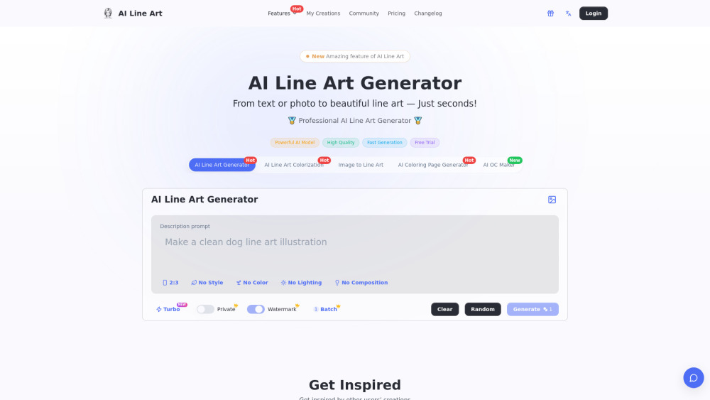 Ai Line Art website screenshot