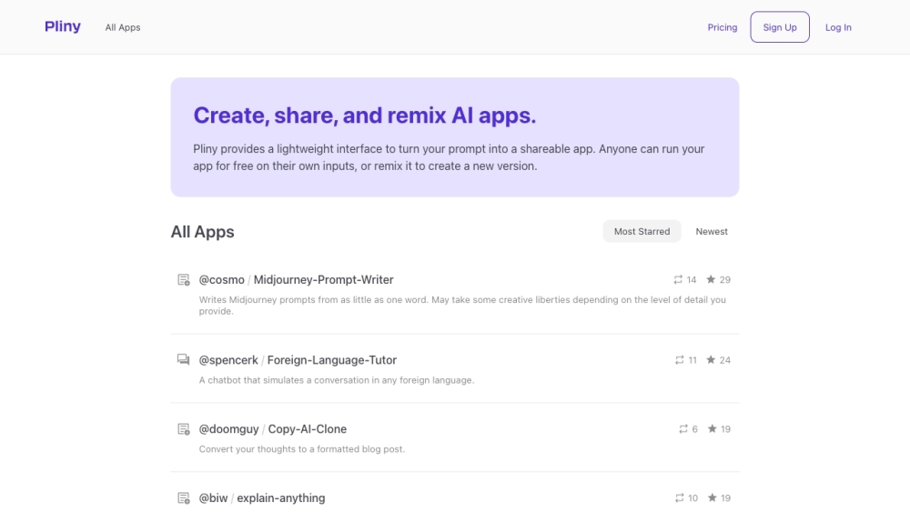 Pliny website screenshot