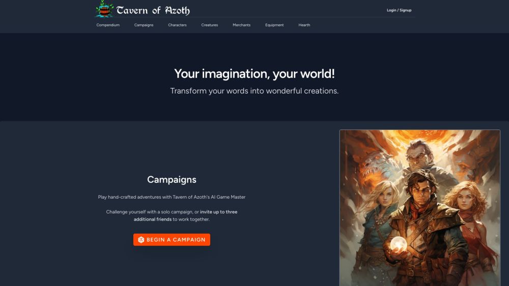 Tavern Of Azoth website screenshot