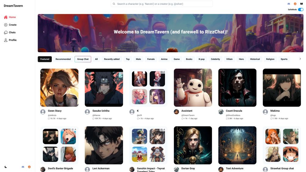 DreamTavern website screenshot