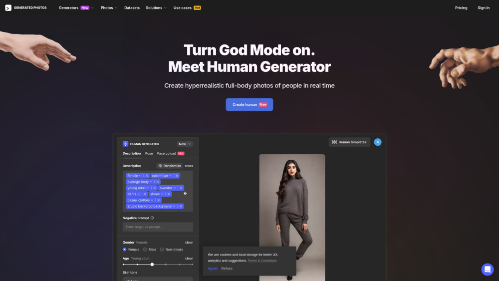Ai Human Generator website screenshot