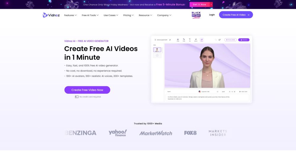 Vidnoz Ai website screenshot
