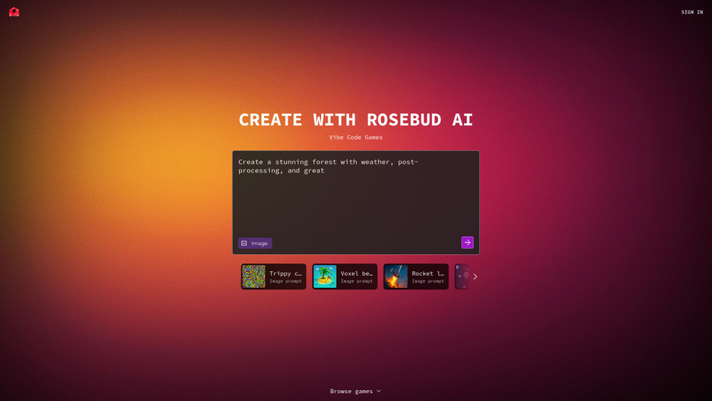 Rosebud website screenshot