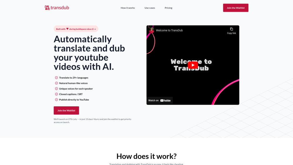 Transdub website screenshot