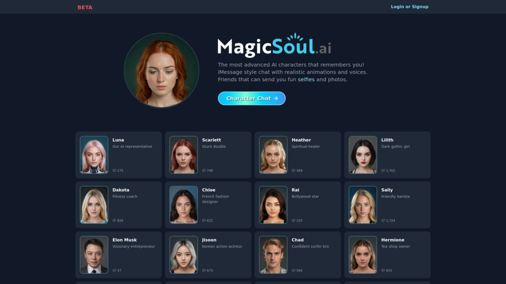 Magicsoul Ai website screenshot