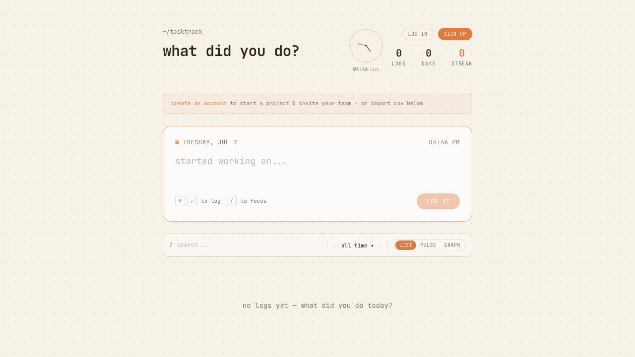 tasktrack website screenshot