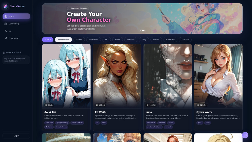 Charaverse Ai website screenshot