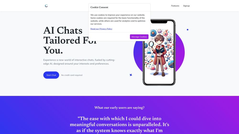 Chaperoned website screenshot
