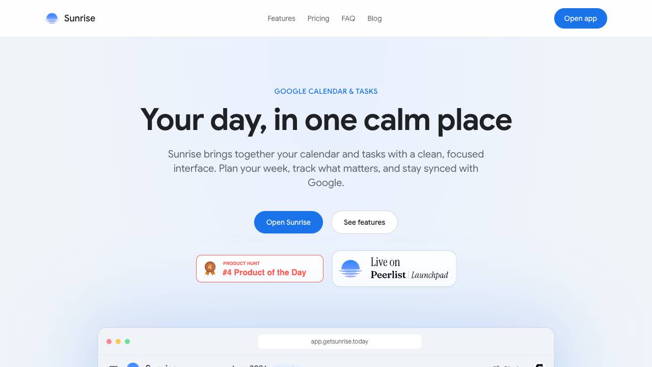 Sunrise website screenshot