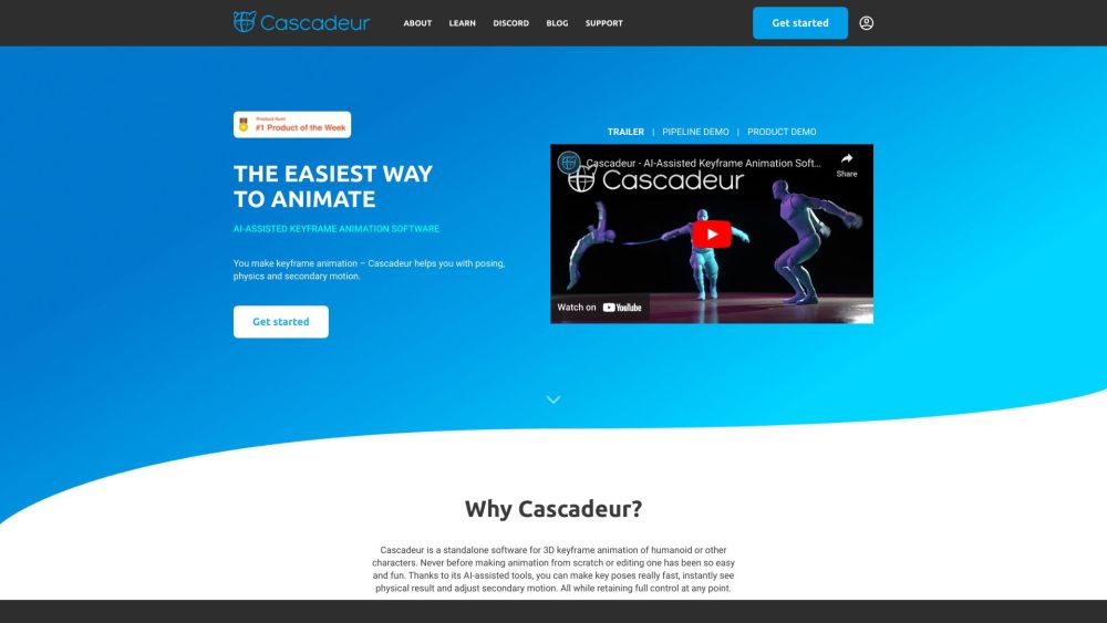 Cascadeur website screenshot