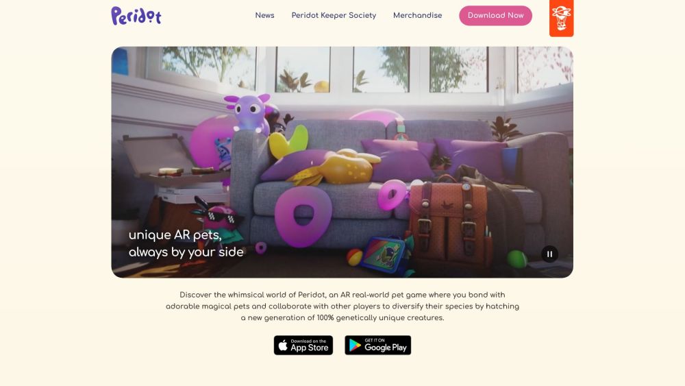 Peridot Ar Tamagotchi website screenshot