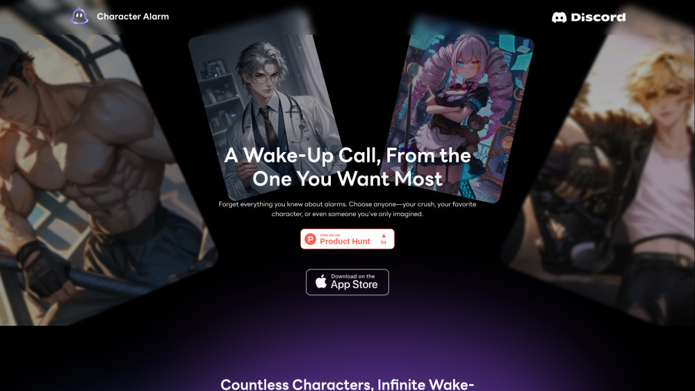 Character Alarm website screenshot