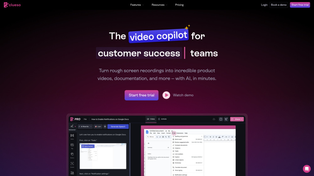 Clueso website screenshot