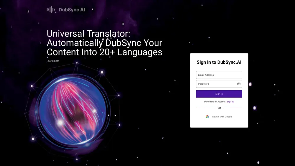 DubSync.AI website screenshot