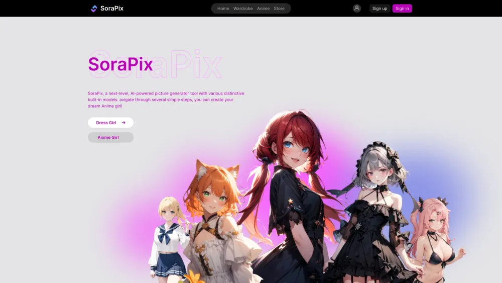 Sorapix Ai website screenshot