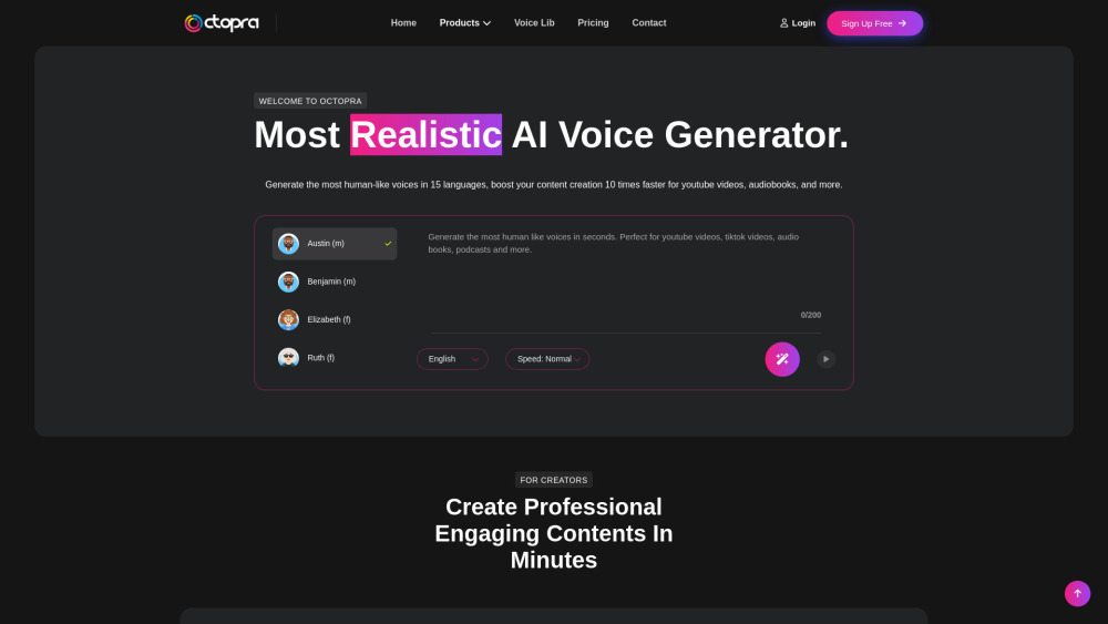 Octopra website screenshot