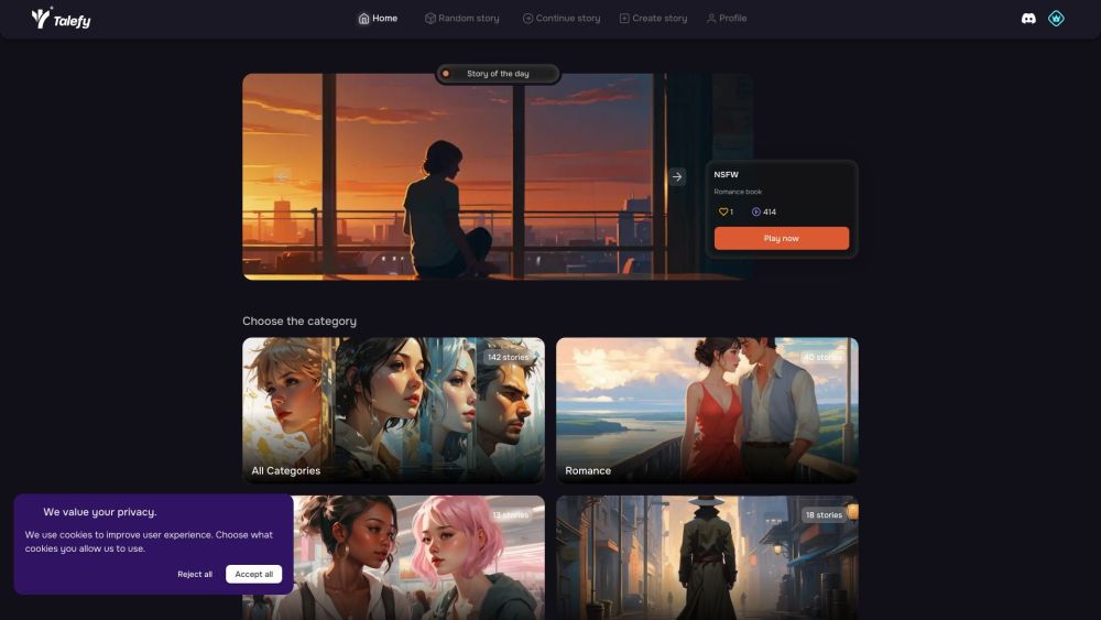 Talefy website screenshot