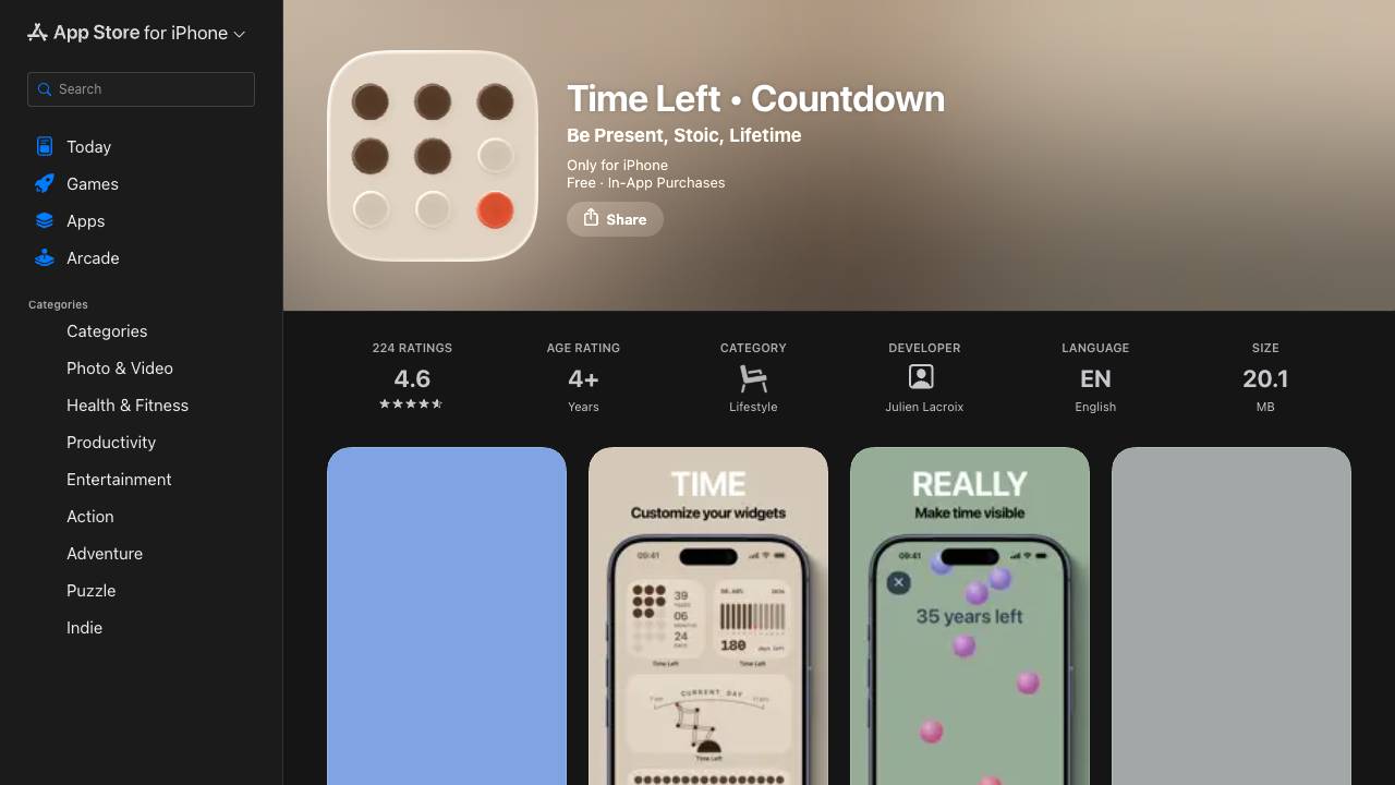Time Left website screenshot
