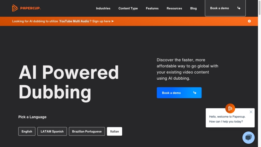 Papercup website screenshot