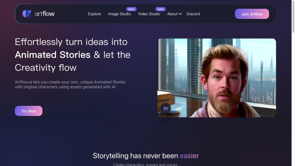 Artflow Ai website screenshot