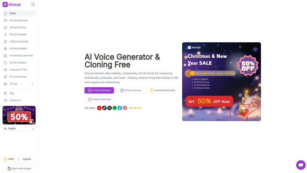 Ai Voice Generator By Aivocal website screenshot