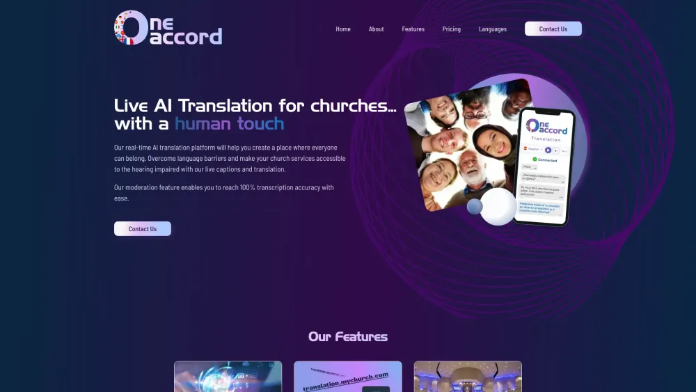 Oneaccord website screenshot