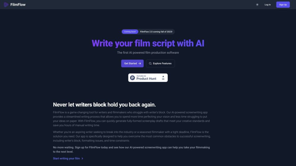 Filmflow website screenshot