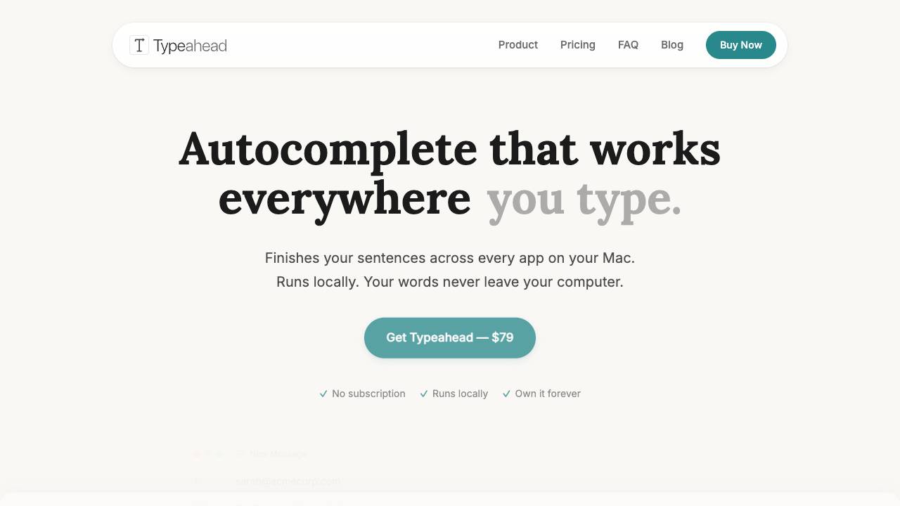Typeahead website screenshot