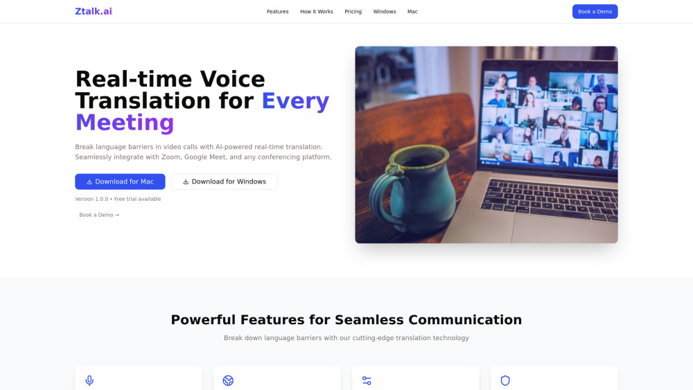Ztalk Ai website screenshot