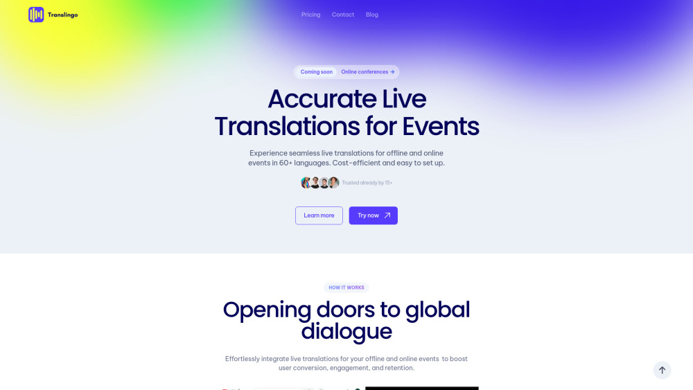 Translingo website screenshot