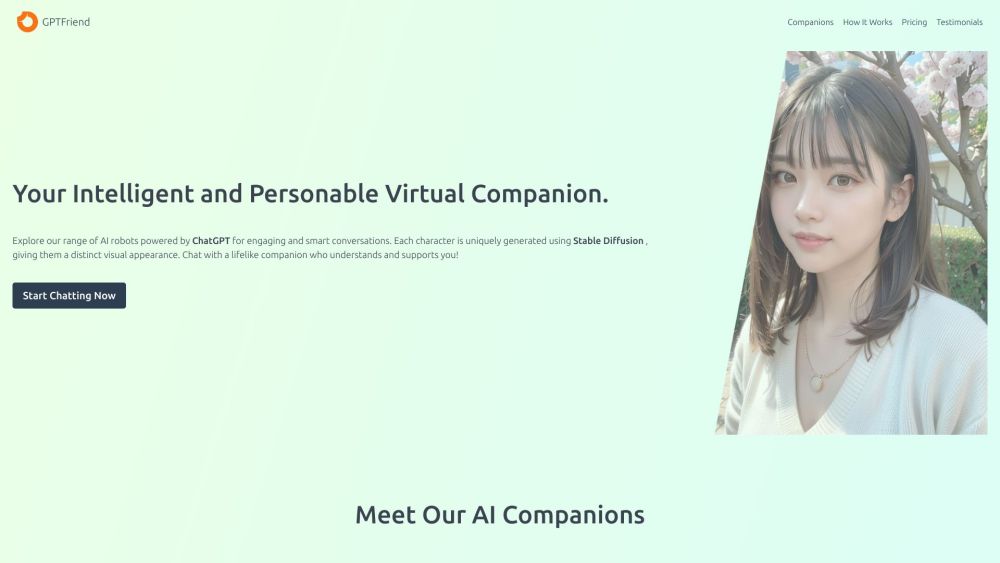 GptFriend.chat website screenshot