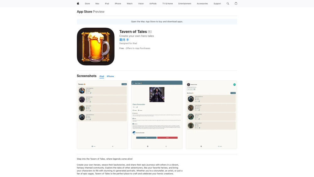 Tavern Of Tales website screenshot
