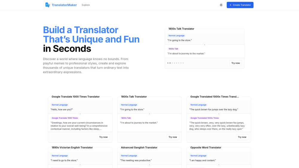 Translator Maker website screenshot