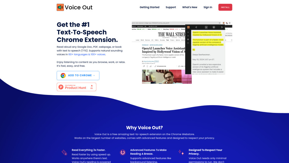 Voice Out website screenshot