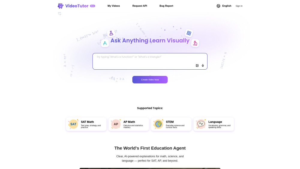 Videotutor website screenshot