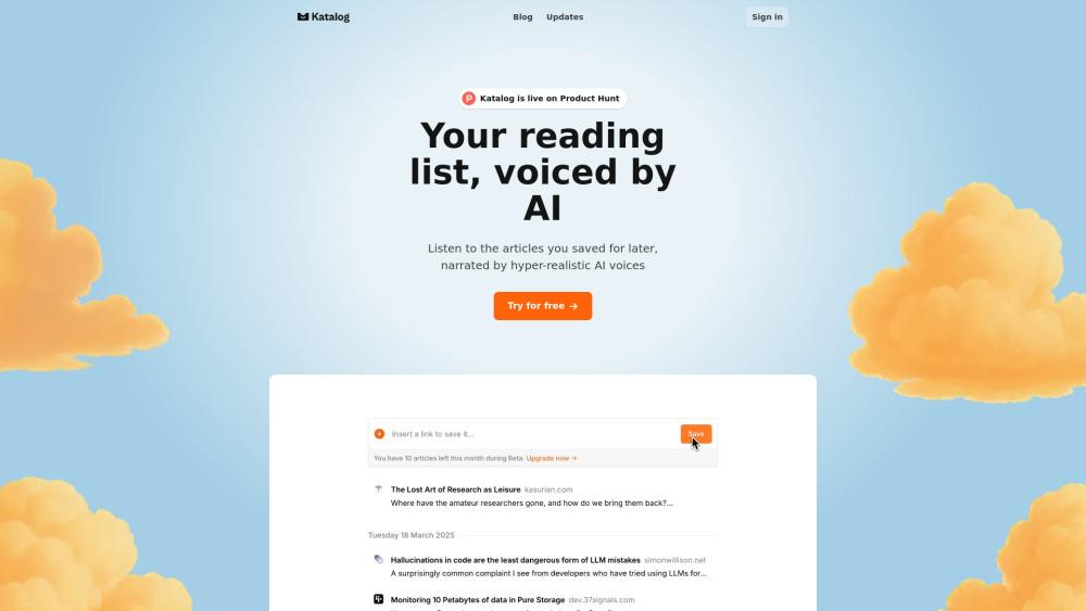 Katalog website screenshot