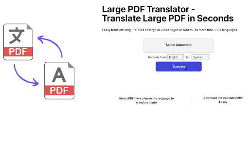Large Pdf Translator website screenshot